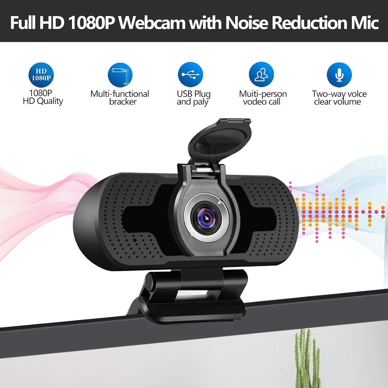 LQLY 1080p Webcam with Microphone & Privacy Cover, HD USB Web Camera Plug and Play Webcam for Online Classes Skype - Image 5