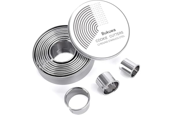 12 Pieces Round Cookie Biscuit Cutter Set,Graduated Circle for Pastry,18/8 Stainless Steel Donut Cutter Ring Molds