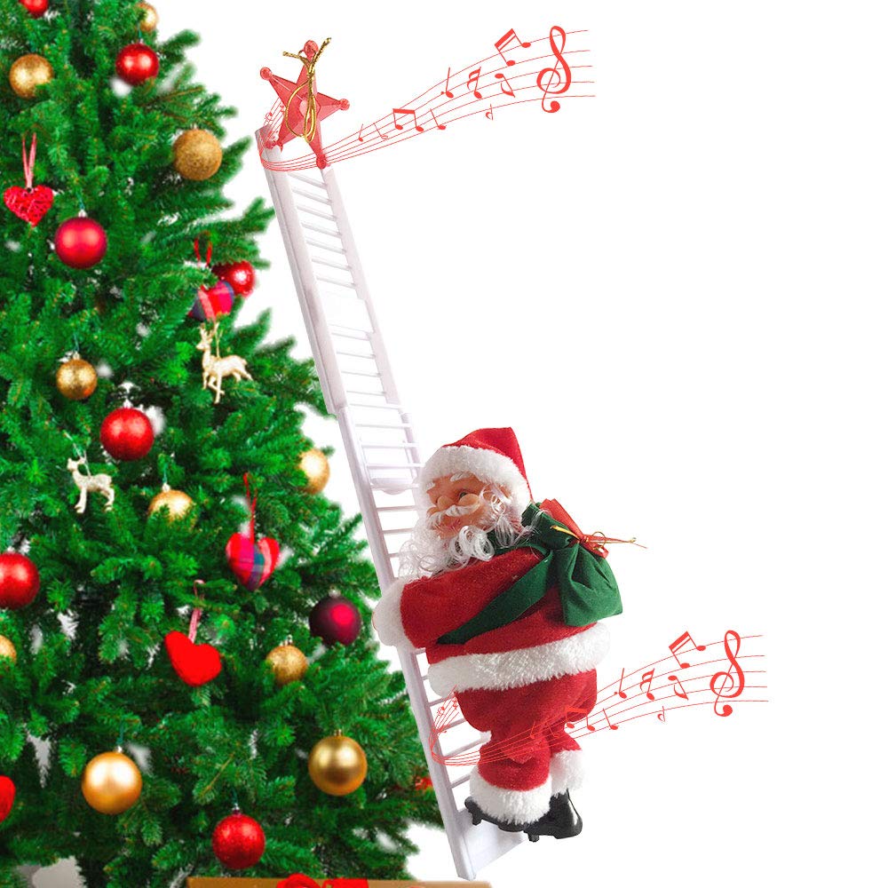 ATROPOS Santa Claus Climbing Ladder Doll Christmas Decoration Plush Doll Toy for Christmas Party Home Decoration