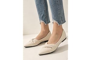 Women's Twist Knot Pointed Toe Flats - Faux Leather Slip-On Ballet Shoes for Office & Casual Daily Wear