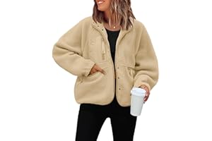 Vimyig Lightweight Cropped Fuzzy Fleece Jacket for Women Winter Warm Sherpa Jackets Coat Outerwear with Pockets