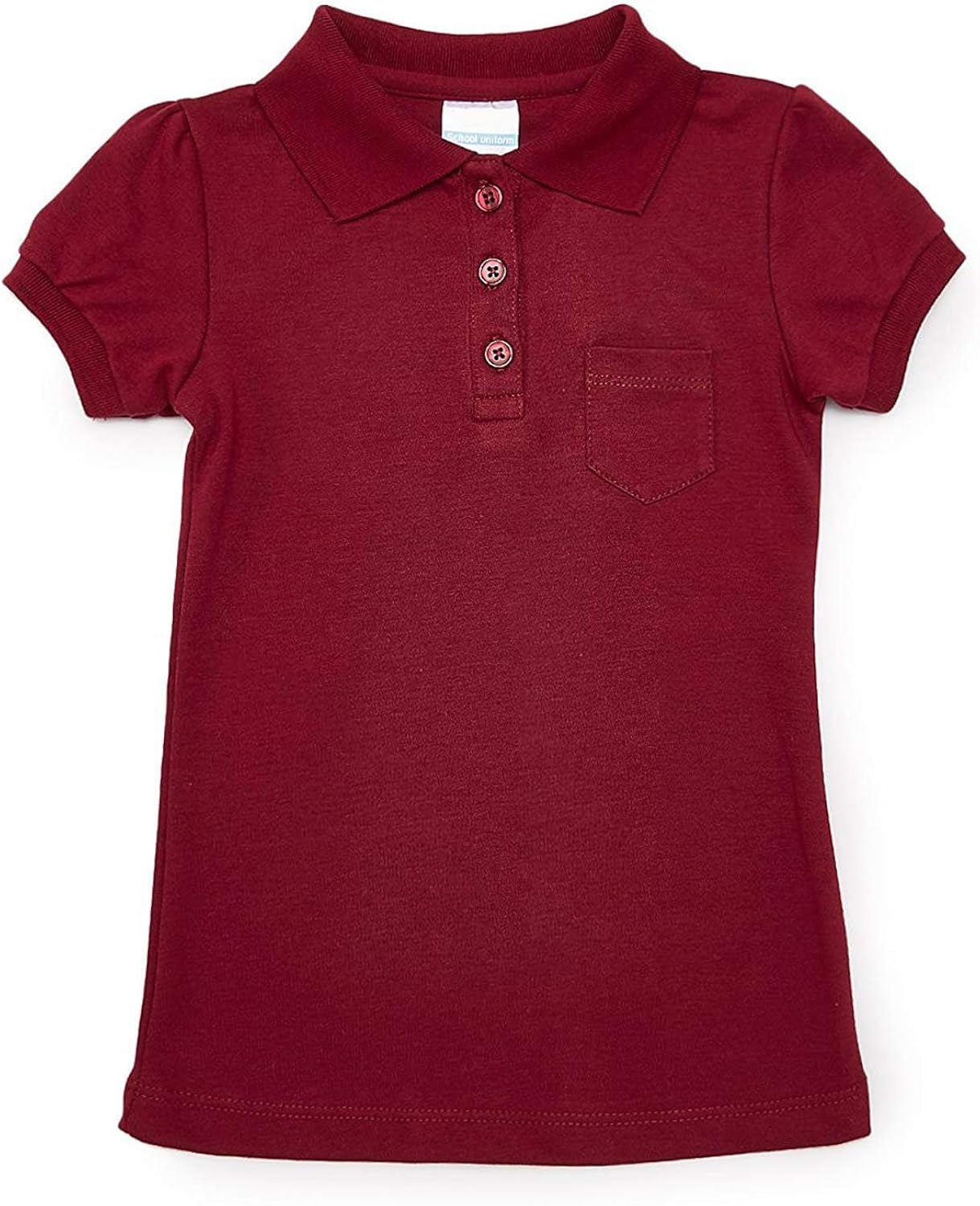 Big Girl's Burgundy School Uniform Polo Shirt with Pocket Slim Fit Short Sleeve Size 12 Amazon