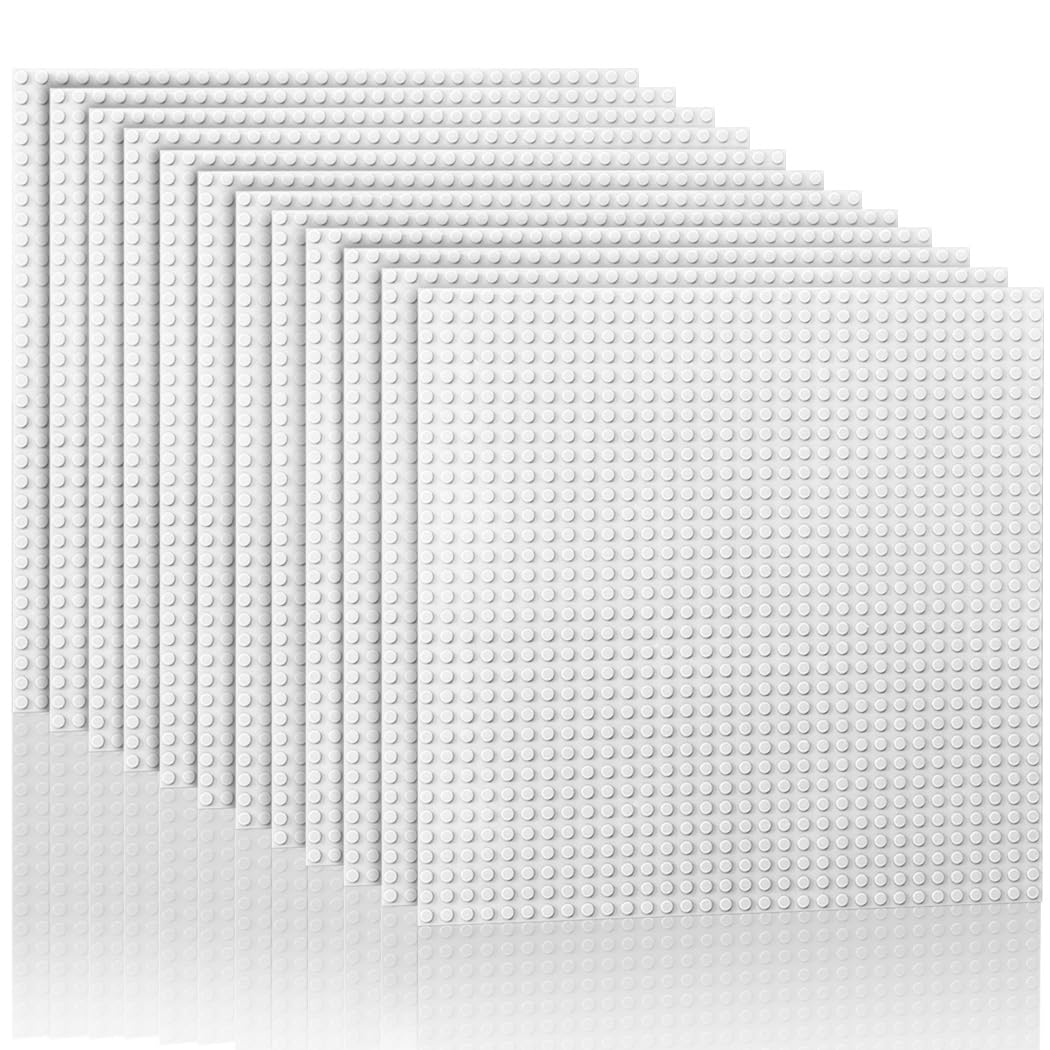 Lekebaby 16 Pack Classic Base Plates,25.5 x 25.5 cm Building Board Baseplates 100% Compatible with All Major Brands,White