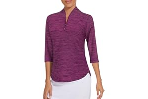 CUCUCHY STYLE Cucuchy Womens Golf Shirt Quick Dry 3/4 Sleeve Quarter Zip Polo Workout Tops Tennis Shirts S-XXL