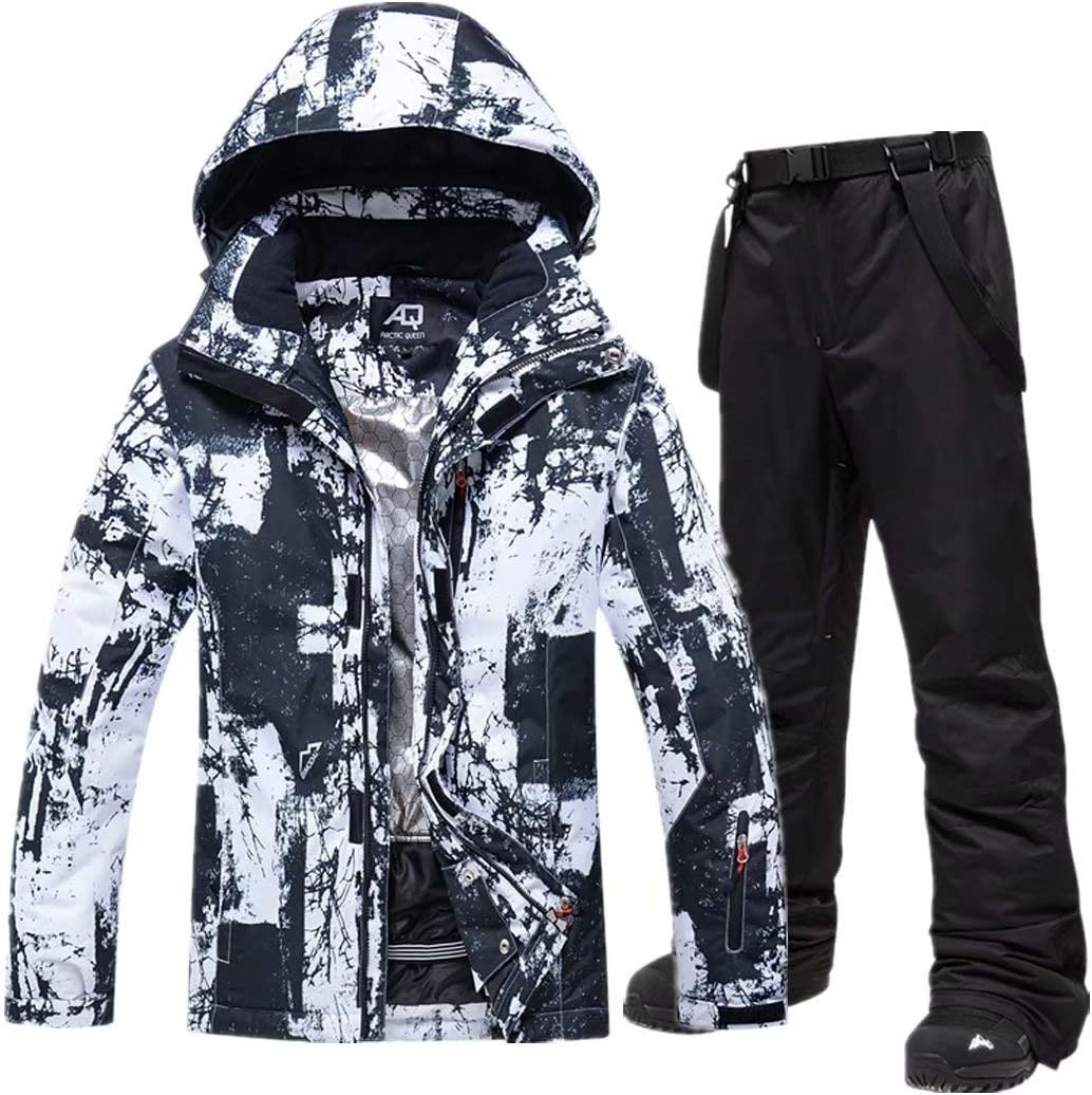 OLEK Men Ski Jacket High Technology Printed Waterproof Snowboard Coat Pants Set