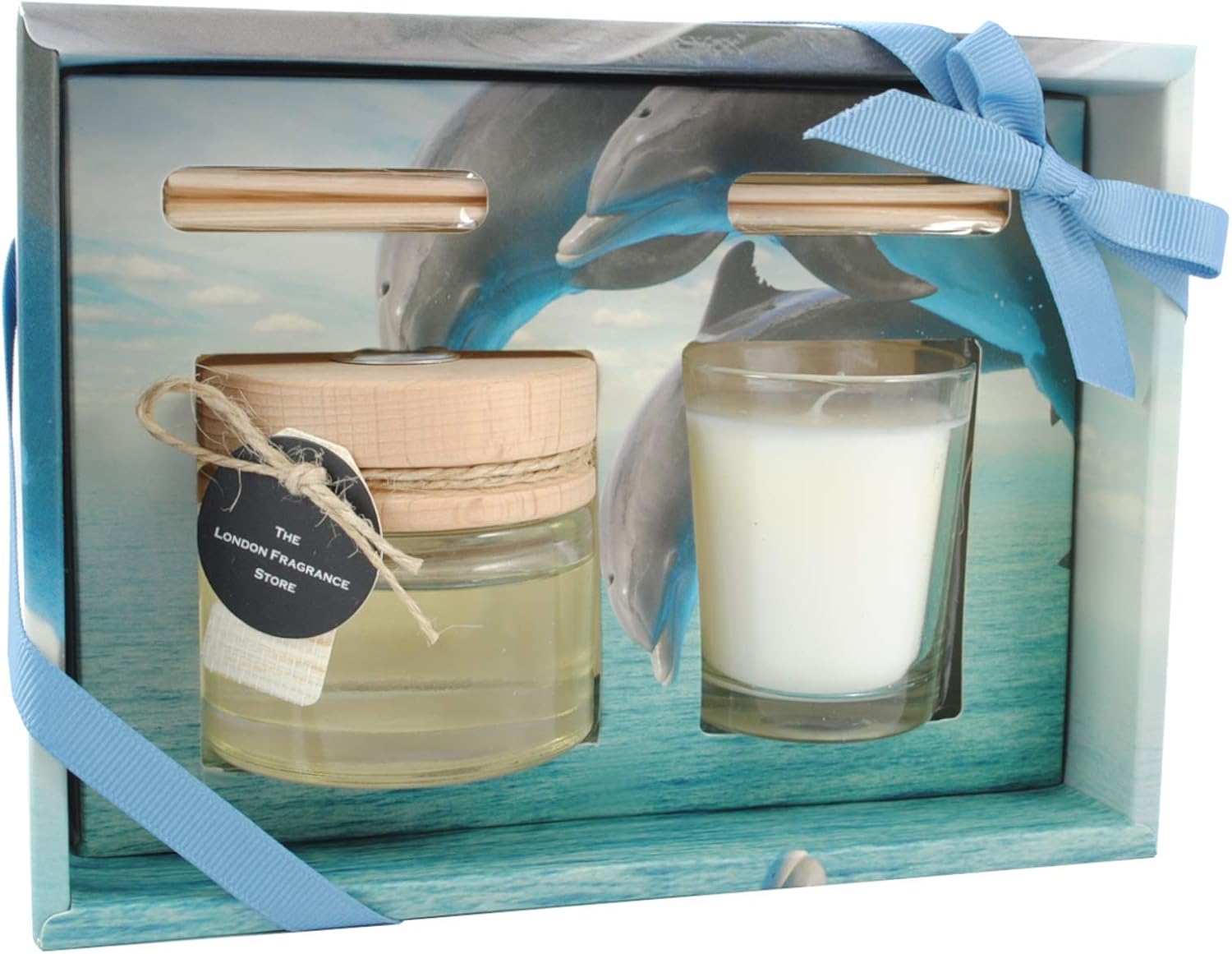 THE LONDON FRAGRANCE STORE Ocean Waves Luxury Scented Candle + Reed
