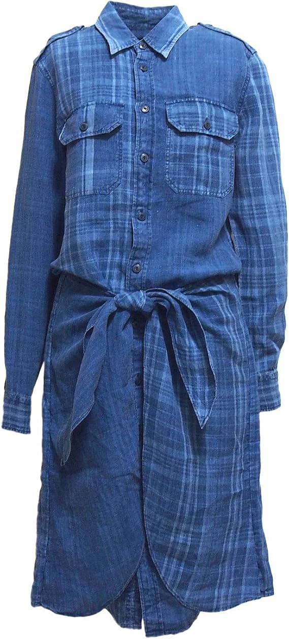 Amazon ポロ ラルフローレン Polo Ralph Lauren レディース チェック インディゴ ワンピース 8 Indigo Blue 並行輸入品 ワンピース チュニック 通販