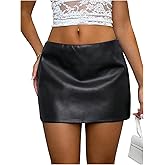 Floerns Women's Y2k Leather Skirt Low Rise Mini Skirt Club Night Out Outfit