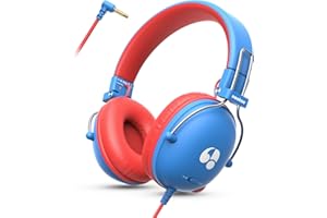 awatrue Kids Headphones for School, 74/85dB Safe Volume Limit, Stereo Sound, Wired On-Ear Headphones for Kids Boys Girls, 3.5mm Jack for Tablet, iPad, Kindle, YOTO Player, Airplane Travel, Blue