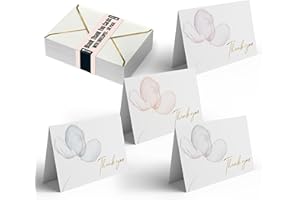 Better Office Products 50 Pack Elegant Thank You Cards & Envelopes with Metallic Gold Foil, 4 Delicate Pastel Floral Cover Designs, Blank Inside, For All Occasions, Weddings, Showers