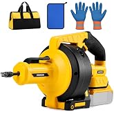 HUICCN Electric Drain Auger Compatible with DEWALT 20V Battery, 610 RPM Cordless Drain Snake Auger with 25FT Replaceable Cable for Kitchen, Toilet, RV &amp; Bathtub &amp; Sewer Pipe (Tool Only)