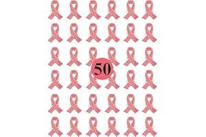 MEUUT 50/100 Pack Breast Cancer Awareness Lapel Pins Pink Hope Ribbon Brooch for Women Girls, Charity Public and Social Event