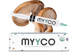 MYYCO Organic Shiitake Liquid Culture - Isolated Genetics for Fast Growth & Larger Mushrooms - Faster Growing Than Shiitake Spores - USDA Certified Organic Shiitake