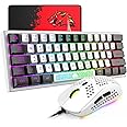 XINMENG 60% Wired Gaming Keyboard and Mouse Combo True RGB Mini Mechanical Feel Ultra-Compact Keyboard and RGB 6400 DPI Honeycomb Optical Mouse,Gaming Mouse pad for Windows Mac Laptop PC Gamer