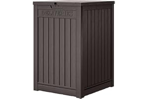 LHBGO 48 Gallon Package Delivery Box for Porch, Storage Box with Lockable Secure, Large Double Wall Resin Outdoor Package Delivery and Waterproof Deck Box,Brown