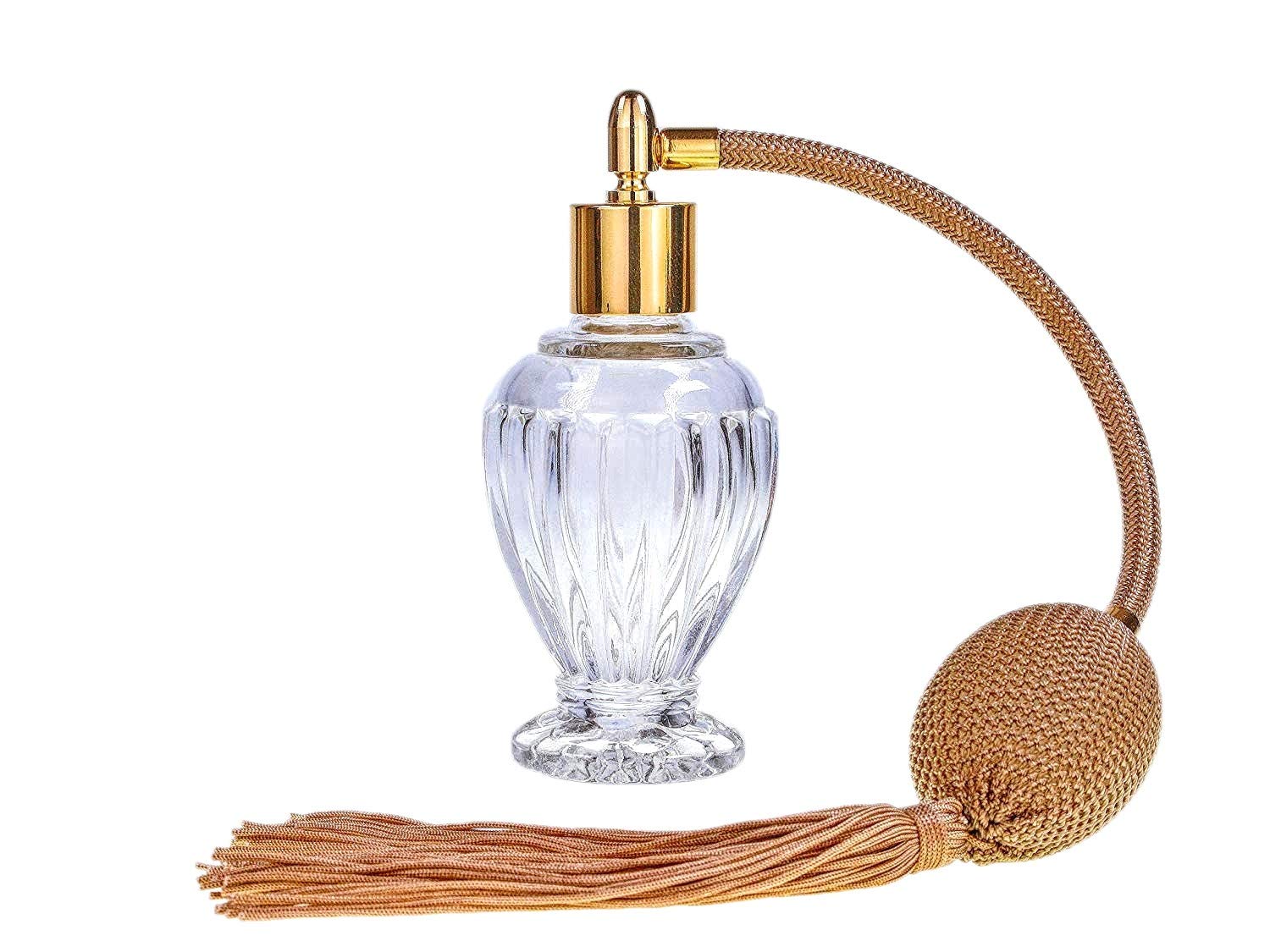 Divo Gold Tassel Perfume Bottle Atomizer, 46ml. Filling Funnel & Gift Box Included (GF)