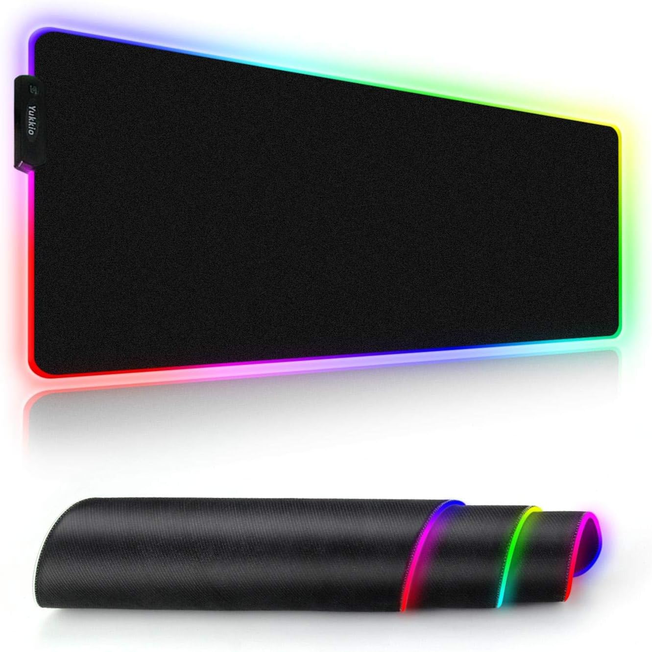 NSinc – RGB Soft LED J52 Gaming Mouse Pad, Waterproof Coating Non-Slip Rubber Base Extra Large Gaming Mouse Pad, Black, 31.5 X 12 Inch.