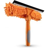 Window Squeegee and Microfiber Scrubber 2-in-1 Combo (Pole Sold Separately) | Multi-Angle Window Cleaning Tool // Window Washing Equipment for Solar Panel and RV Windshield // Threaded Window Cleaner