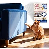 20PCS Cat Scratch Furniture Protector, Couch Protectors Tape from Cats Claws Scratching, Single Sided Clear Sticky Sheets Proof Clawing Sofa Corner Protection Cover Anti Scratch for Furniture