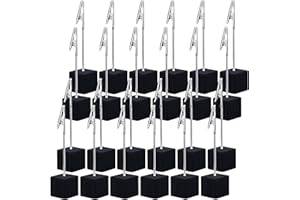 24PCS Wooden Cube Memo Holders with Alligator Clips Table Number Stands, Mini Photo and Card Display Clips for Wedding, Event