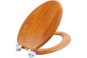 Angel Shield Wood Toilet Seat Elongated with Soft Close,Easy Clean,Quick-Release Hinges(Elongated,Wood)