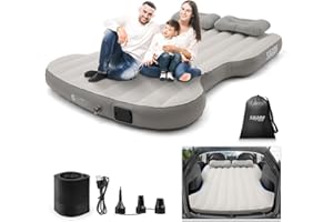 SHADEMAX Self-Inflating Car Air Mattress for Tesla Model Y 2025 2024-2020 / Model Y Juniper 2026 Accessories Outdoor Camping Air Bed with 2 Pillows Built-in Pump Air Couch Flocking Air Cushion (Beige&Gray)