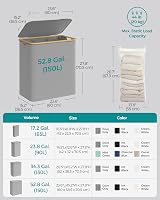 SONGMICS 150L 3-Section Laundry Basket with Lid Dove Grey LCB515G01 view 6