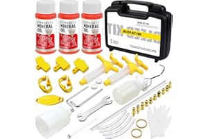 PMBQIFAY Brake Bleed Kit for Shimano,TEKTRO, TRP Hydraulic Disc Brakes, Bike Hydraulic Brake Bleed Kit with 180 ml Mineral Oil Brake Fluid, Metal adapters, for MTB/Road Bike Brake