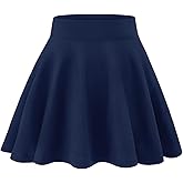 KEREDA Girls Casual Mini High Waist Stretchy Flared Pleated Skater Uniform Skirts