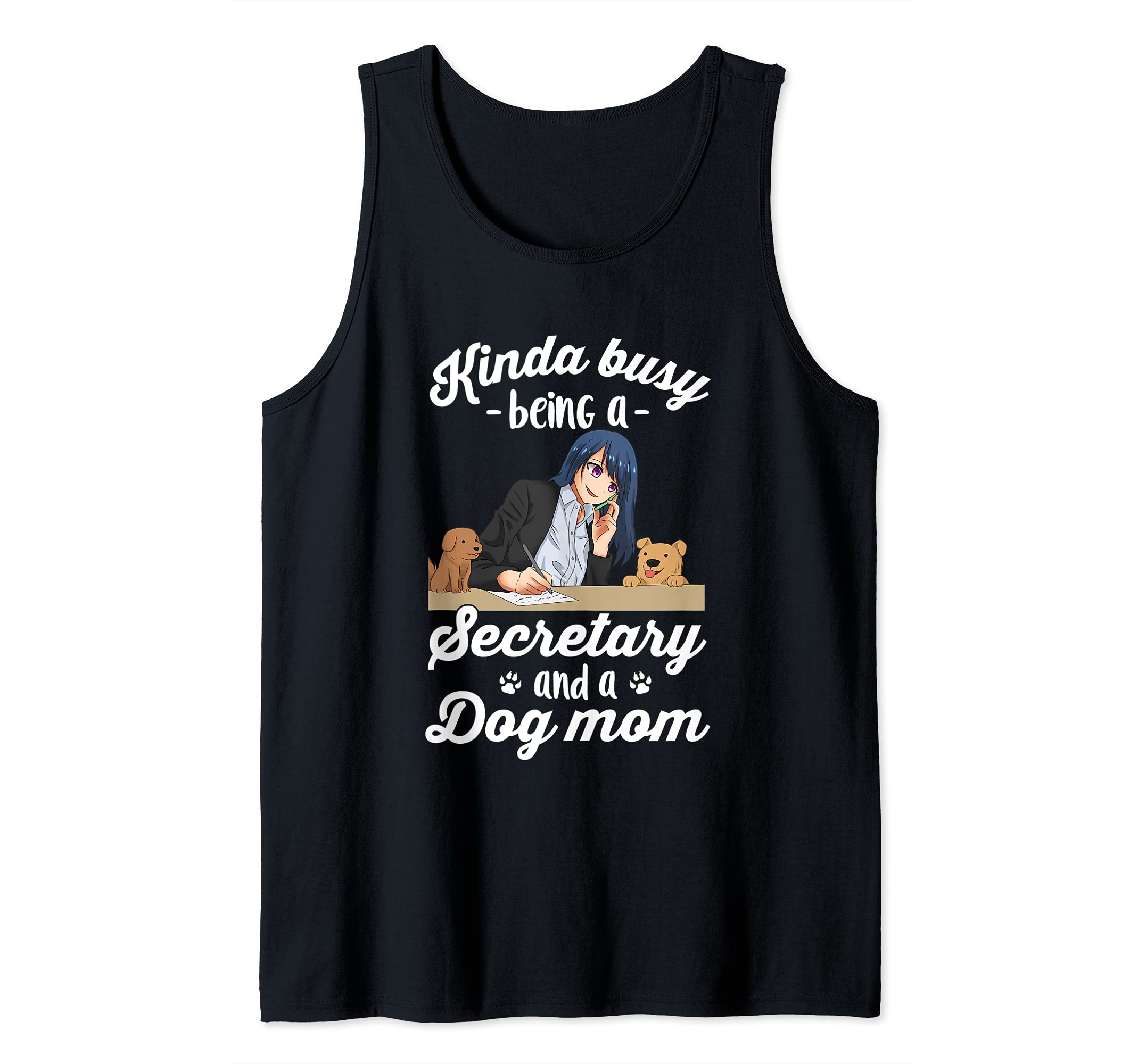 Kinda Busy Being A Secretary And A Dog Mom | Anime Dog Lover Tank Top