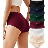 Kiqnsam Cotton Underwear for Women Seamless Full Coverage High Waisted Briefs No Show Breathable Comfortable Panties 6 Pack