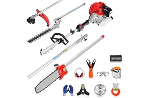 WTHW 52 CC Gas Weed Wacker/Weed Eater 5-in-1 Multi-Tool – String Trimmer, Brush Cutter, Pole Saw, Hedge Trimmer, 40 in Extension Shaft – Easy-Start Engine, 18.5 lb Balanced Harness (WH6506 Pro)