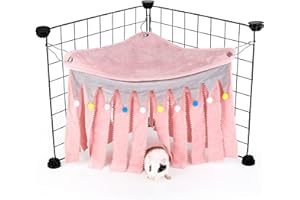 ONEJU Guinea Pig Hideout - Guinea Pig Corner Hideout, Three-Sided Fringes, Triangle Top and Washable Hides, Suitable Hides fo