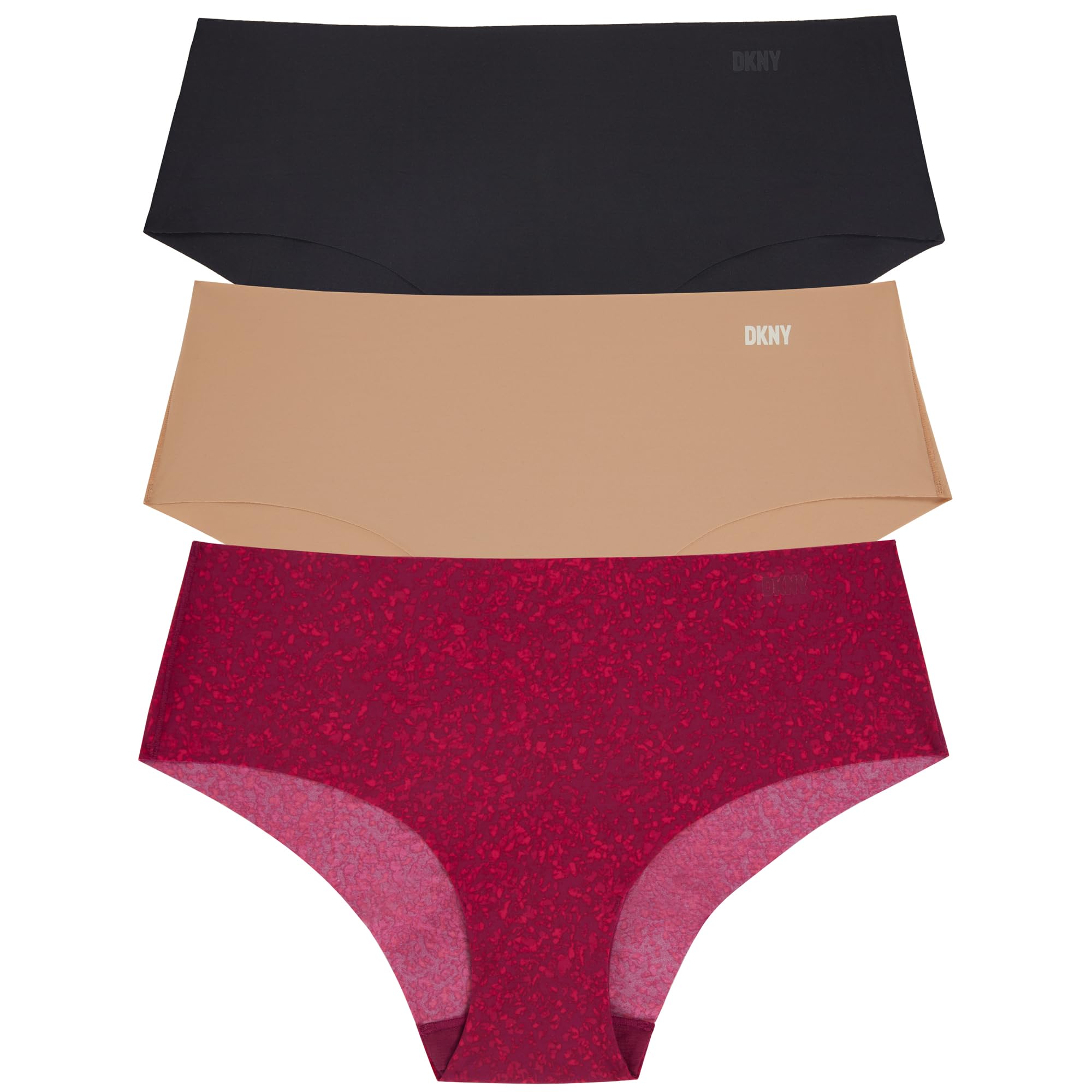 Photo 1 of ** DIFFERENT COLORS ** DKNY Women's Seamless Litewear Cut Anywhere Hipster Panty, Black/Glow/Garnet Stone Print M