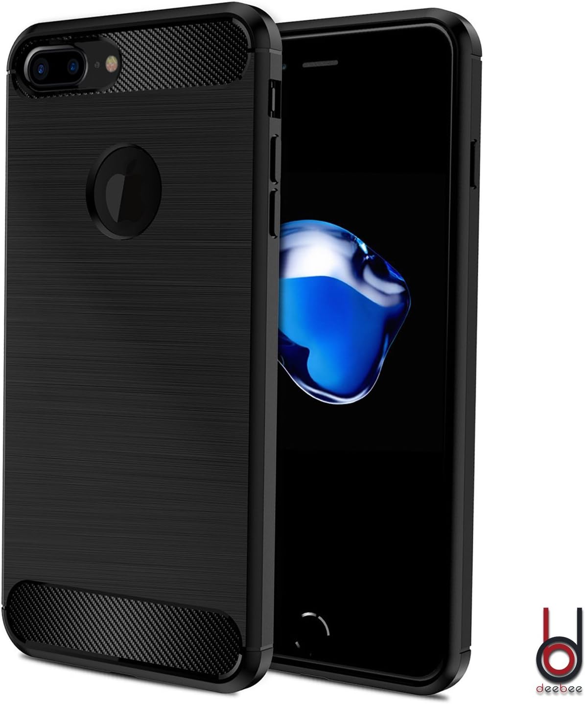 iPhone 7 Plus Case, [Carbon Fiber Texture] // Flexible and Slim Design // Heavy Duty // Shock-Proof (2016) - (deebee design case) (LYF360-12) - BLACK