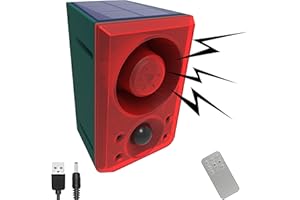 COMBOSS Solar Motion Sensor Sound Alarm Outdoor with Remote Control - Adjustable Volume - Recording Function - 130db Sound Security Siren and 6LED Flashing Warning Strobe Light for Home, Villa, Farm, Barn