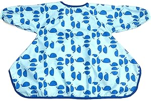 Waterproof Bibs with Long Sleeve for Baby, Baby Led Weaning Bib Coverall attaches to highchair, Handy to Carry