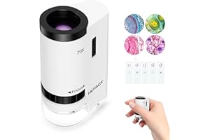 HUTACT Science Mini Microscope Pocket for Kids: 70x Portable Handheld Miniscope with 5Pcs Slides - Birthday Gift for Nature Learning Outdoor Exploration Minilabster Children Boys Girls 6 7 8 9 10 11 12