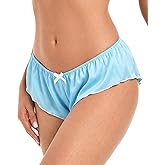 Satini Women's Satin Low Rise Fluted Sissy French Knickers Briefs Panties