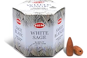 HEM White Sage Backflow Incense Cones – Pack of 40 Brown Cones | Long-Lasting Natural Aroma for Positivity, Cleansing & Meditation | Wood Powder Aromatherapy for Stress Relief & Air Purification