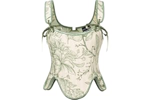 Scarlet Darkness Bustier Tops for Women Renaissance Floral Lace Up Bodyshaper Corset with Zipper