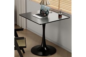 OSIVAEX 24" Black Small Dining Table for 2 or 4, Small Square Tulip Table for Kitchen, Round Corner Wood Bistro Table, Mid Century Modern Tables with Sturdy Pedestal for Living Room, Cafe, Office, Pub, Bar