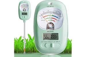 HSLGOVE Soil Test Kit, 7-in-One Soil Moisture Meter/Soil PH Meter/Fertility, Dual Screen Soil Tester w/Digital Soil Temp/Air Temp&Humidity for Plants Gardening,Lawn,Farm Indoor&Outdoor-LightGreen