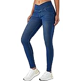 Keolorn V Crossover Skinny Jeans Women High Waist Pull onTummy Control Casual Fitness Leggings, Highly Elasticity Yoga Pants