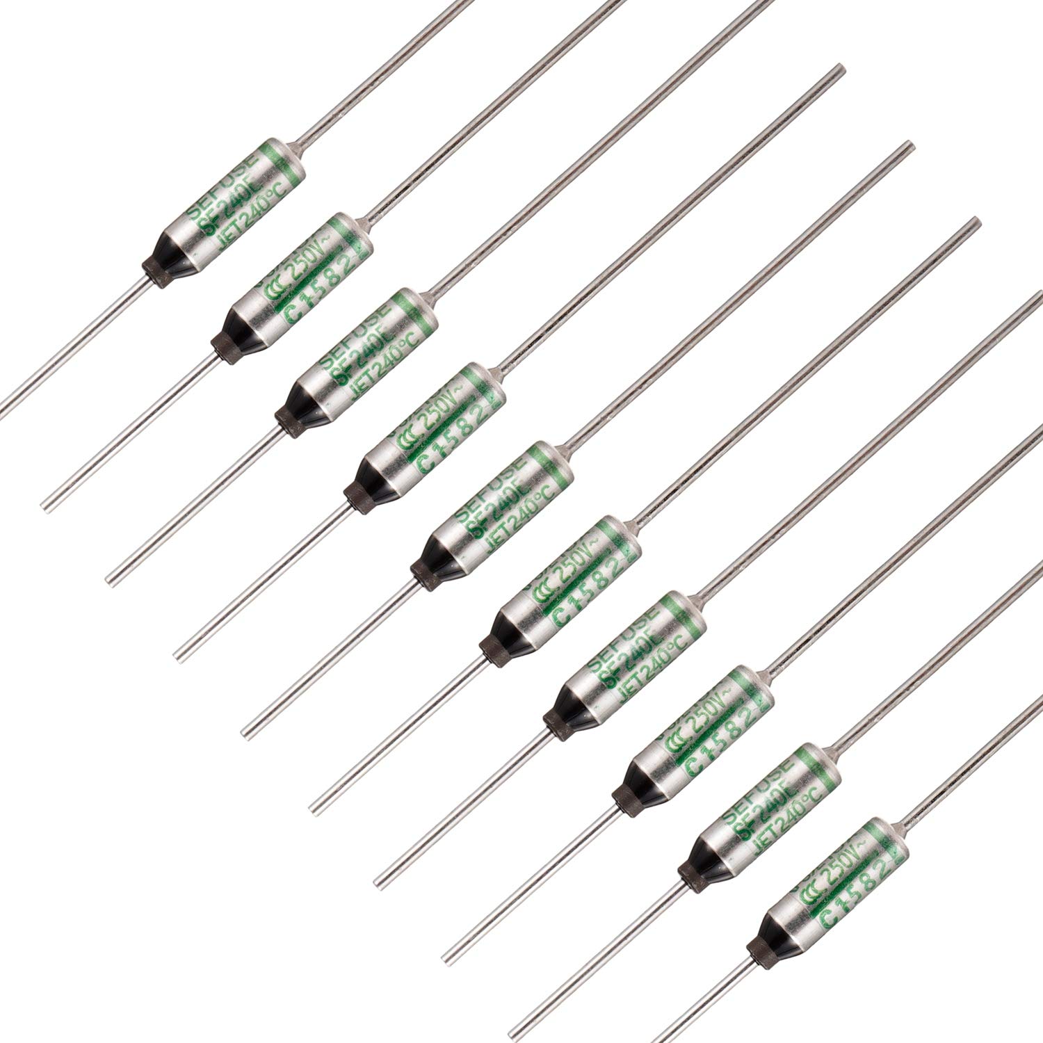 BOJACK SF240E SEFUSE 10A 250V Thermal Fuses 240 Degrees Celsius Thermal Cutoffs (Pack of 10 pcs)