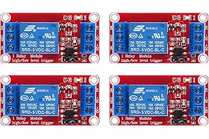 hiBCTR 4 Packs 5V One Channel Relay Module Relay Switch with OPTO Isolation High Low Level Trigger.