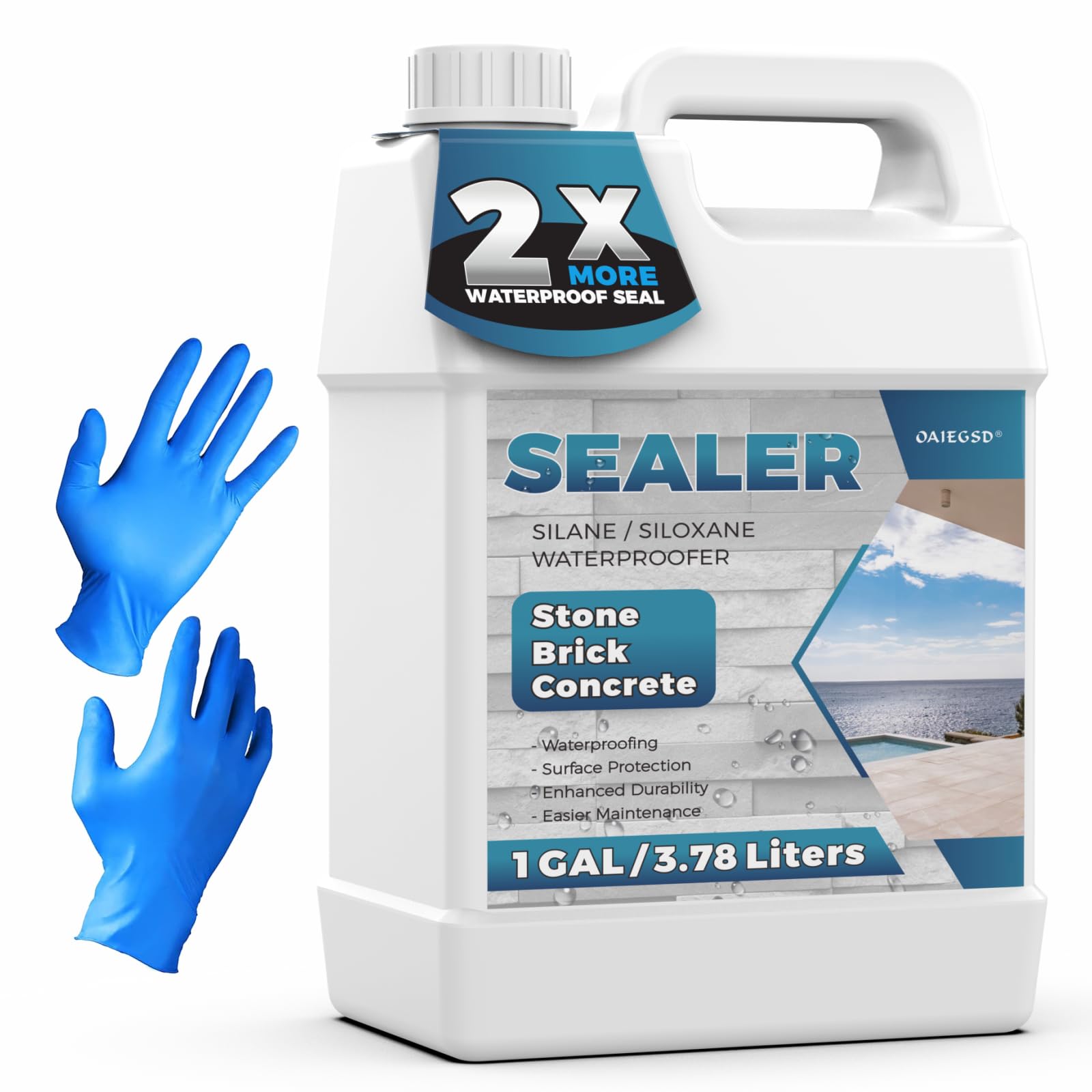 Photo 1 of 1 Gallon Bricks & Exterior Surfaces, All Purpose Concrete Sealer, Long-Lasting Stone Sealer for All Weather Protection, Penetrating Water Repellent Protection for Driveways, Patio, Pavers, Floor