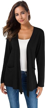 Blue TownCat Cardigans for Women Loose Casual Long Sleeved Open Front Breathable Cardigans with Pockets