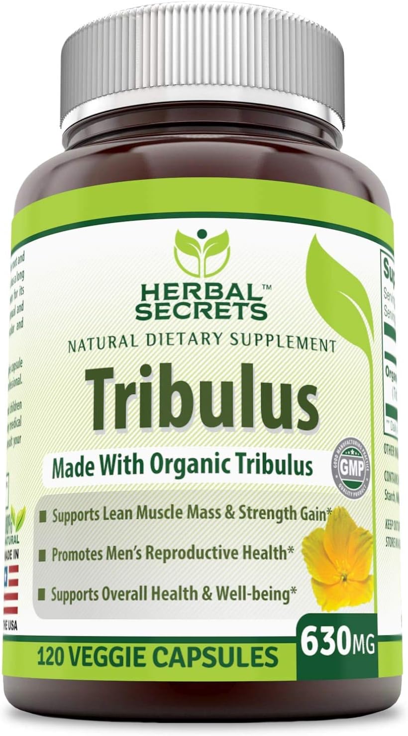 Herbal Secrets Tribulus 630 Mg 120 Veggie Capsules (Non-GMO) - Made with Organic Tribulus- Promotes Men's Reproductive Health, Supports Lean Muscle Mass & Strength Gain, Supports Overall Health*: Health & Personal Care