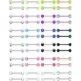 Ftovosyo 24-48pcs 14G 14-22mm Tongue Rings Nipple Straight Barbells Surgical Steel Nipplerings Bar Body Piercing Jewelry for Women Men